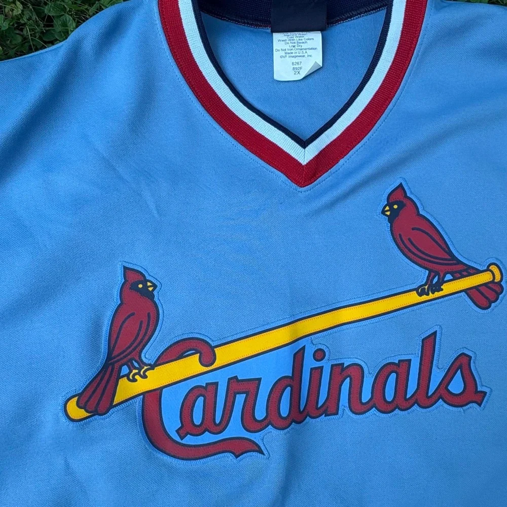Majestic Cooperstown Collection Cardinals Jersey Mens 2X‎ Blue MLB